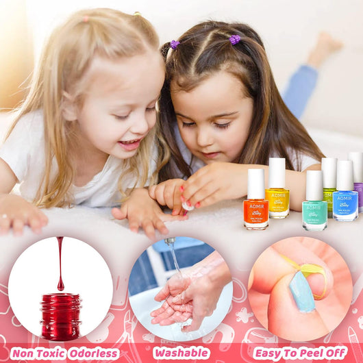 Mom & Me Kids Nail Polish Set — Water-Based, Safe & Peel-Off