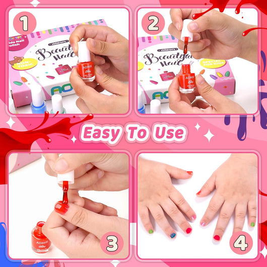 Mom & Me Kids Nail Polish Set — Water-Based, Safe & Peel-Off